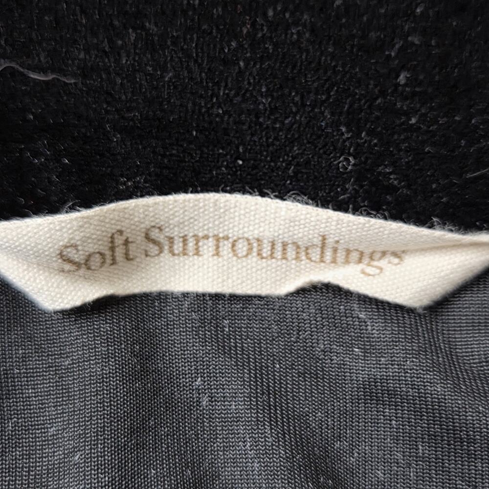 Soft Surroundings Tai Velvet Black Tunic SZ M Mandarin Collar Zen Minimalist Art - Picture 4 of 16